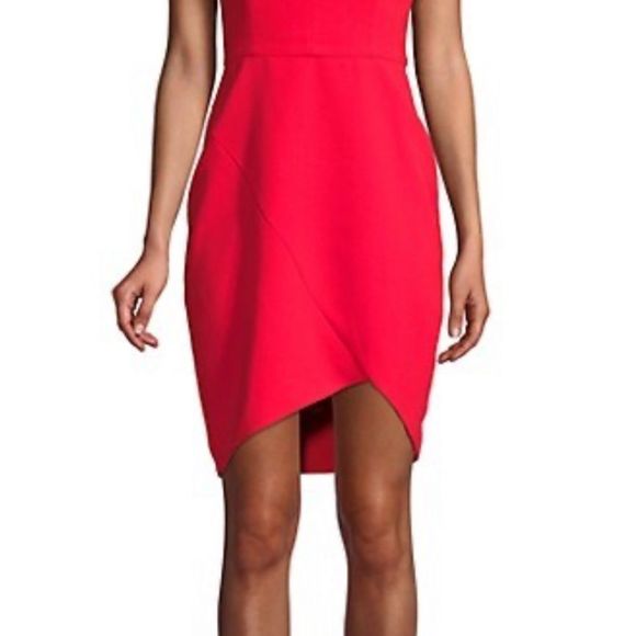BCBGMAXAZRIA red sleeveless double-V sheath asymmetrical mini cocktail dress 12 - Picture 7 of 12